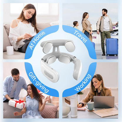 Cordless EMS Neck Massager with Heat | 6 Modes, 15 Intensity Levels, Hands-Free Fit & 15-Minute Auto Shut-Off