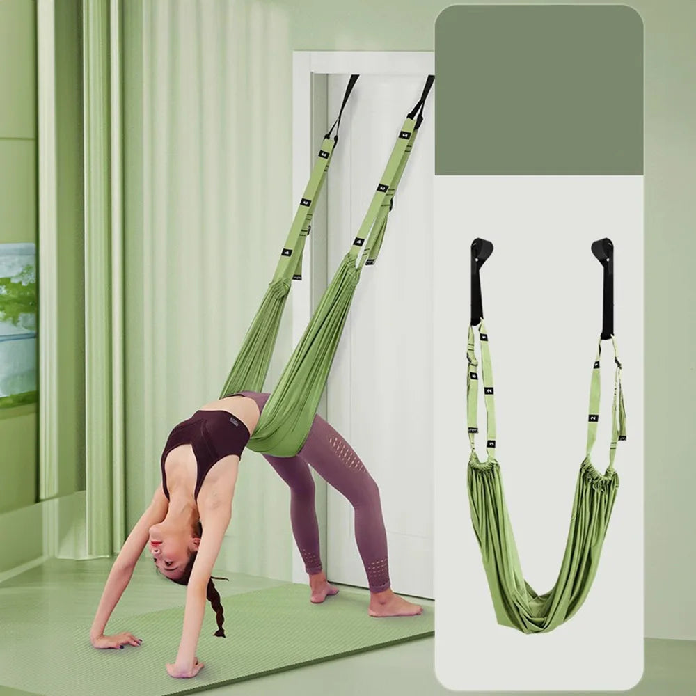 Aerial Yoga Strap | Adjustable Stretching Belt for Splits, Backbends, Inversion & Flexibility Training Green