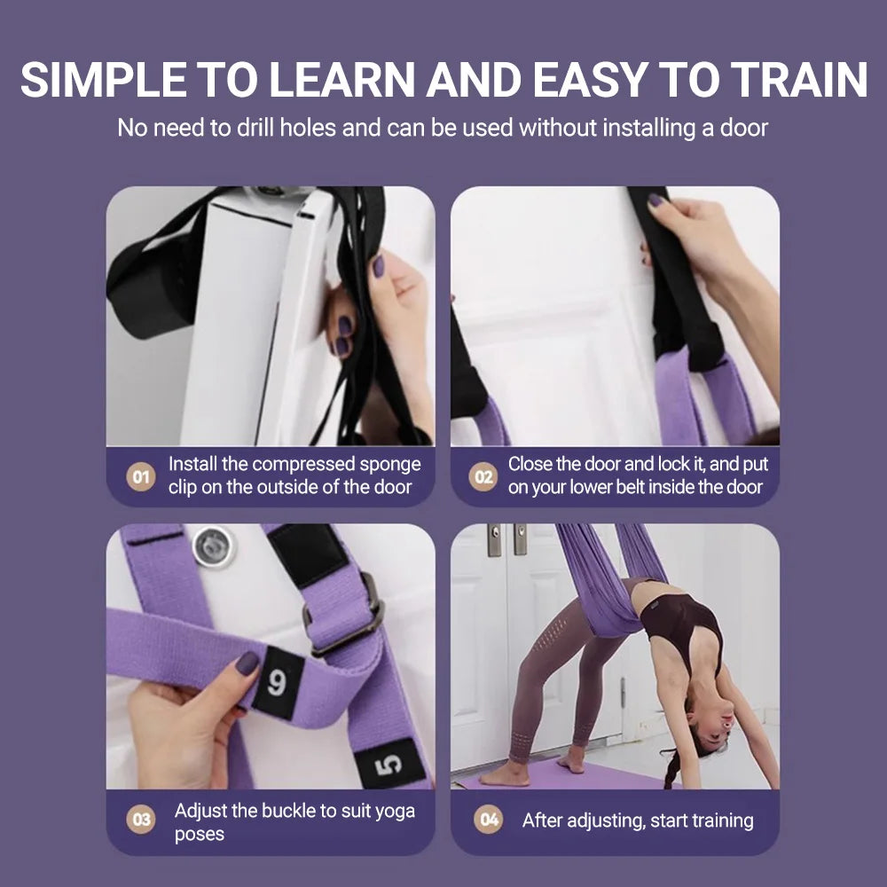 Aerial Yoga Strap | Adjustable Stretching Belt for Splits, Backbends, Inversion & Flexibility Training