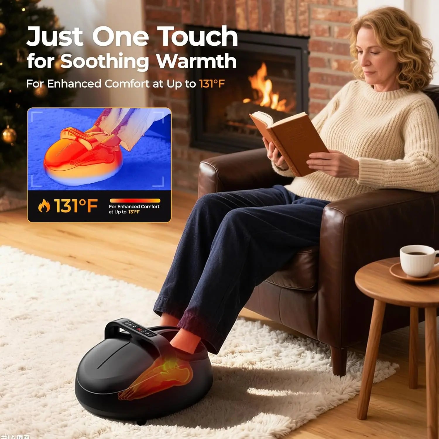 Shiatsu Foot Massager with Heat and Air Compression | 5 Modes, 9 Intensity Levels, LCD Display & Remote Control