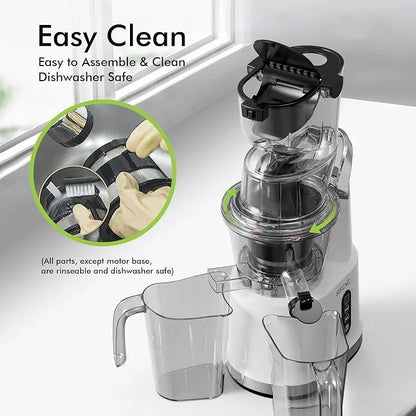 Cold Press Juicer | Wide 3.27" Chute, BPA-Free, High Juice Yield, Low-Noise Masticating