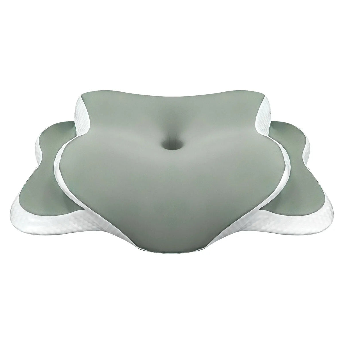 Memory Foam Neck Pillow with Butterfly Contour and Dual Heights Green