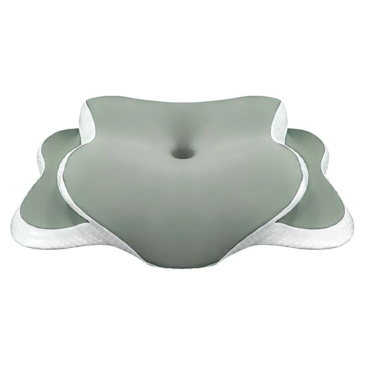 Memory Foam Neck Pillow with Butterfly Contour and Dual Heights Green