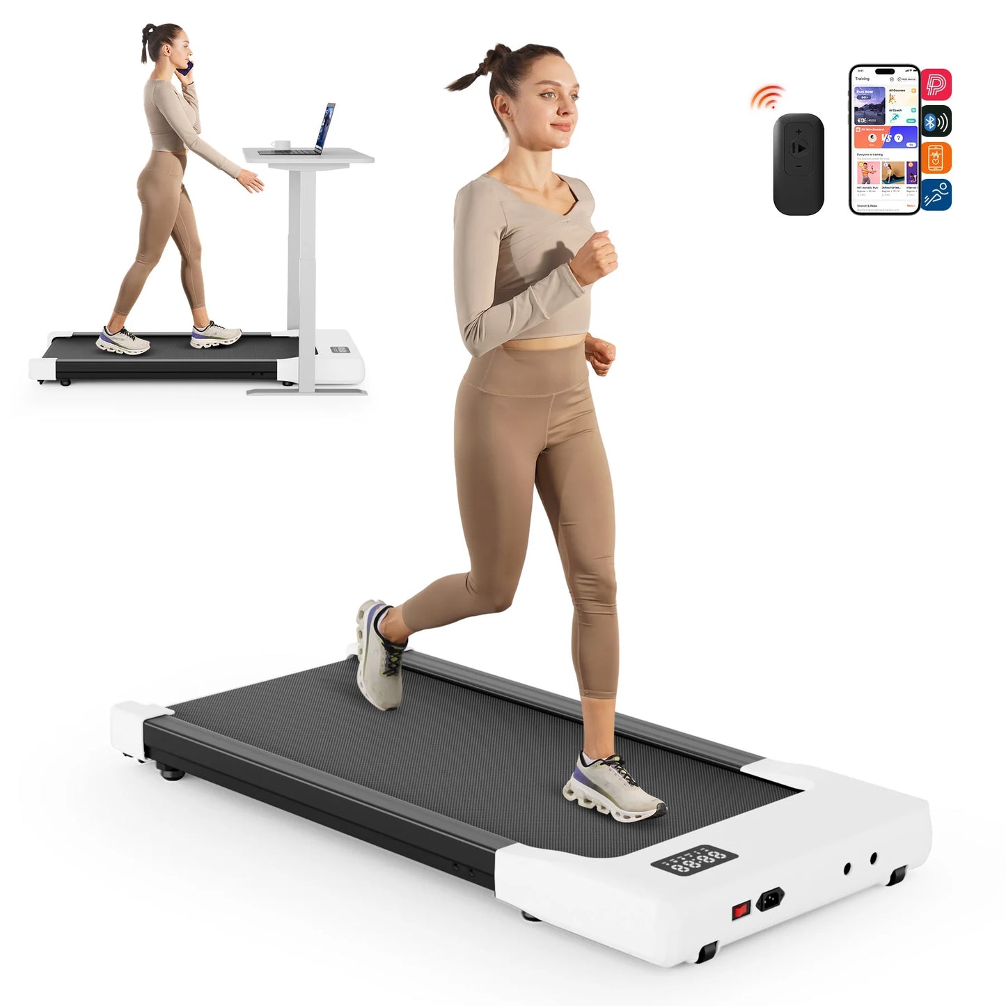 Under Desk Walking Pad Treadmill with 2.5HP Motor | 2.5 MPH, 265 lb Capacity, LED Display, Remote & 3.9-Inch Slim Design