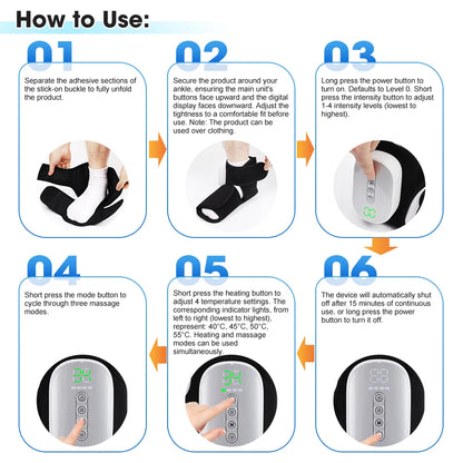 Ankle Massager with Air Compression and Heat | Rechargeable Foot and Ankle Wrap with 3 Modes, 5 Intensities & Optional Vibration