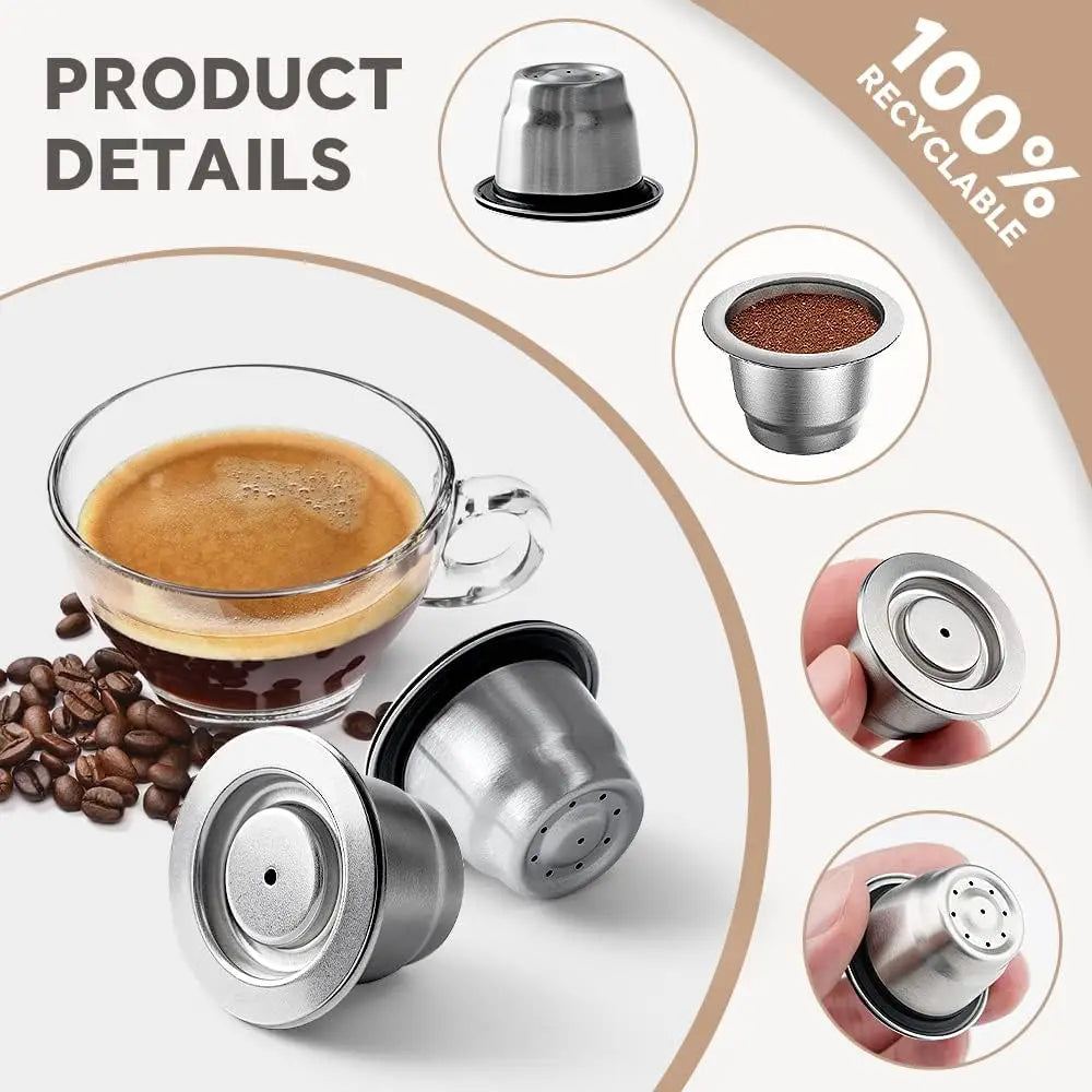 Reusable Stainless Steel Coffee Pods for Nespresso OriginalLine | Refillable Espresso Capsules, Dishwasher Safe, Eco-Friendly & Durable