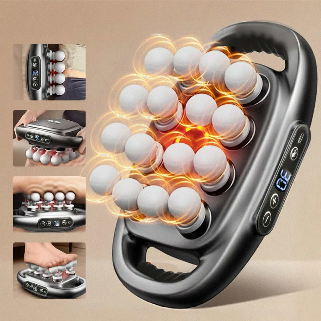 16-Head Deep Tissue Massage Gun | 30 Speeds, 3 Modes & Dual-Handle Full Body Percussion Fascia Massager
