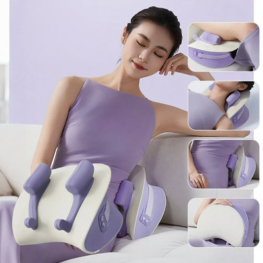 Wireless Neck and Shoulder Massage Pillow with Heat | 6D Kneading Heads, 2 Heat Levels & 2000mAh Rechargeable Battery