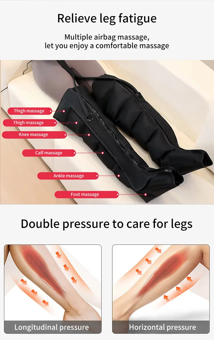 Air Compression Leg Massager Boots | 360° Foot and Calf Wraps with 3 Modes, 3 Intensities & Remote Control