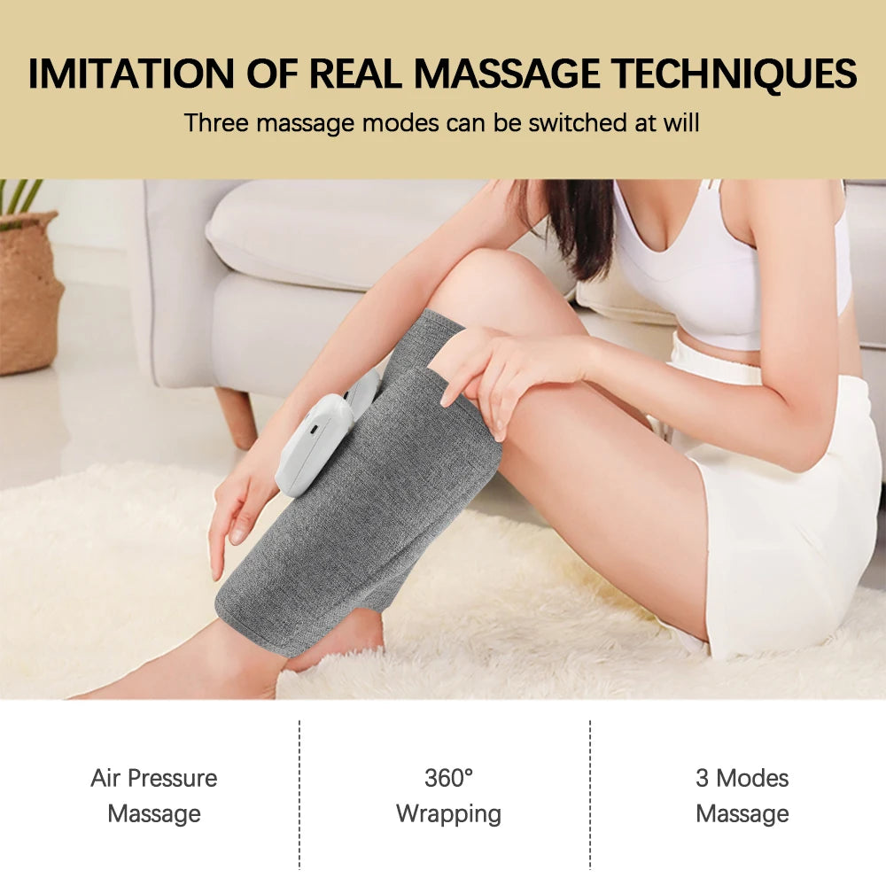 Air Compression Leg Massager | Wireless Calf & Arm Massager with 360° Pressure, 3 Modes & Rechargeable Battery