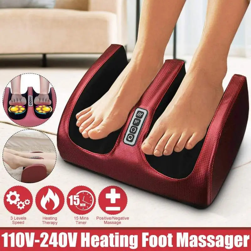 Shiatsu Foot Massager with Heat | 12 Kneading Nodes, 3 Intensities, Dual Rotation & 15-Minute Timer