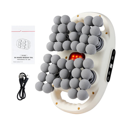 42-Head Deep Tissue Massage Gun with Red Light Heat | 9 Modes, 9 Intensities & Dual-Handle Full Body Fascia Massager White