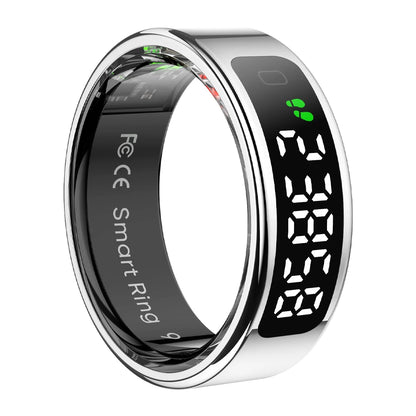 Smart Fitness Ring with OLED Display | Heart Rate, SpO₂, Sleep, Stress & Activity Tracking, 5ATM Waterproof and Wireless Charging Silver