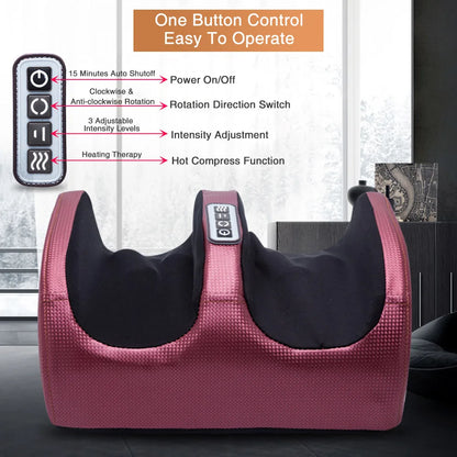 Shiatsu Foot Massager with Heat | 12 Kneading Nodes, 3 Intensities, Dual Rotation & 15-Minute Timer