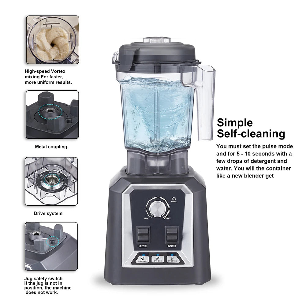 Professional Countertop Blender | 2200W Power, 3 Preset Programs & 2L BPA-Free Jar
