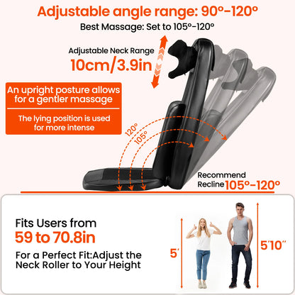 Back Massager Seat Cushion with Heat | Full Back Vibration Chair Massager for Neck, Waist, Hips & Office Chair