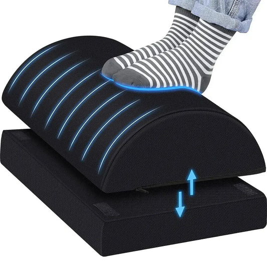 Memory Foam Foot Rest for Under Desk | 2 Adjustable Heights, Non-Slip Base & Removable Washable Cover