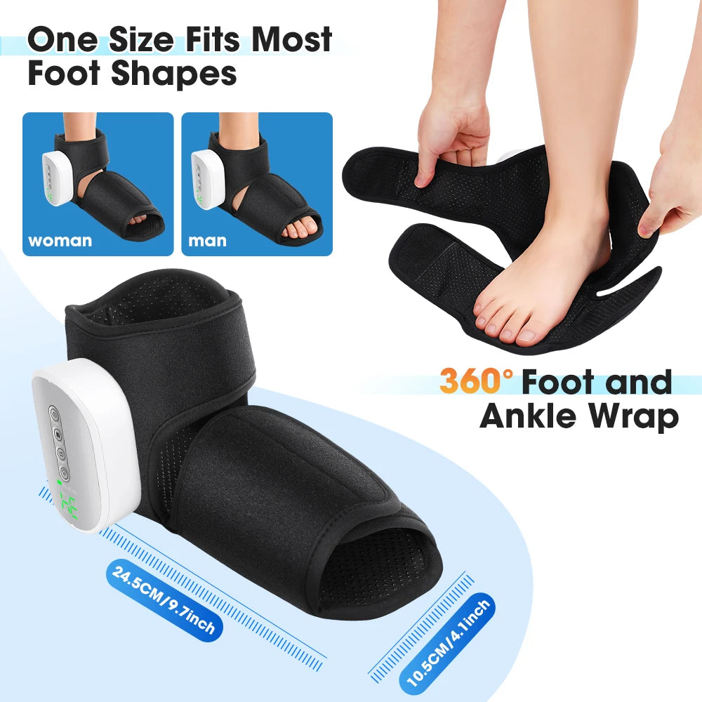 Ankle Massager with Air Compression and Heat | Rechargeable Foot and Ankle Wrap with 3 Modes, 5 Intensities & Optional Vibration