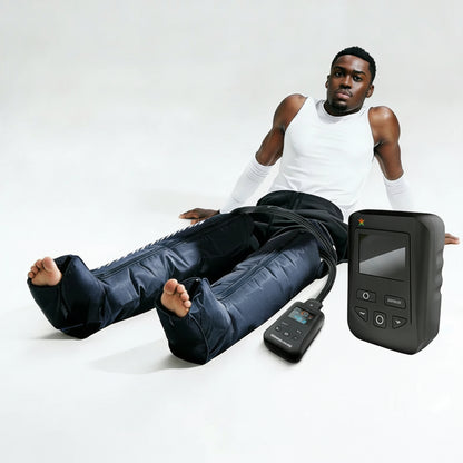 Air Compression Recovery Boots | 4-Chamber Leg Massager with 30–240 mmHg, 5 Intensities, LCD Timer & Rechargeable Battery