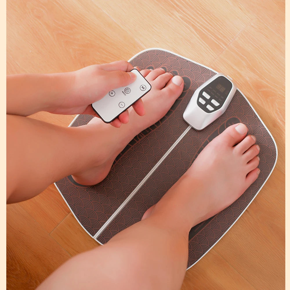 EMS Foot Massager Pad with Remote | 8 Modes, 32 Intensity Levels, USB Rechargeable & 20-Minute Auto Shut-Off