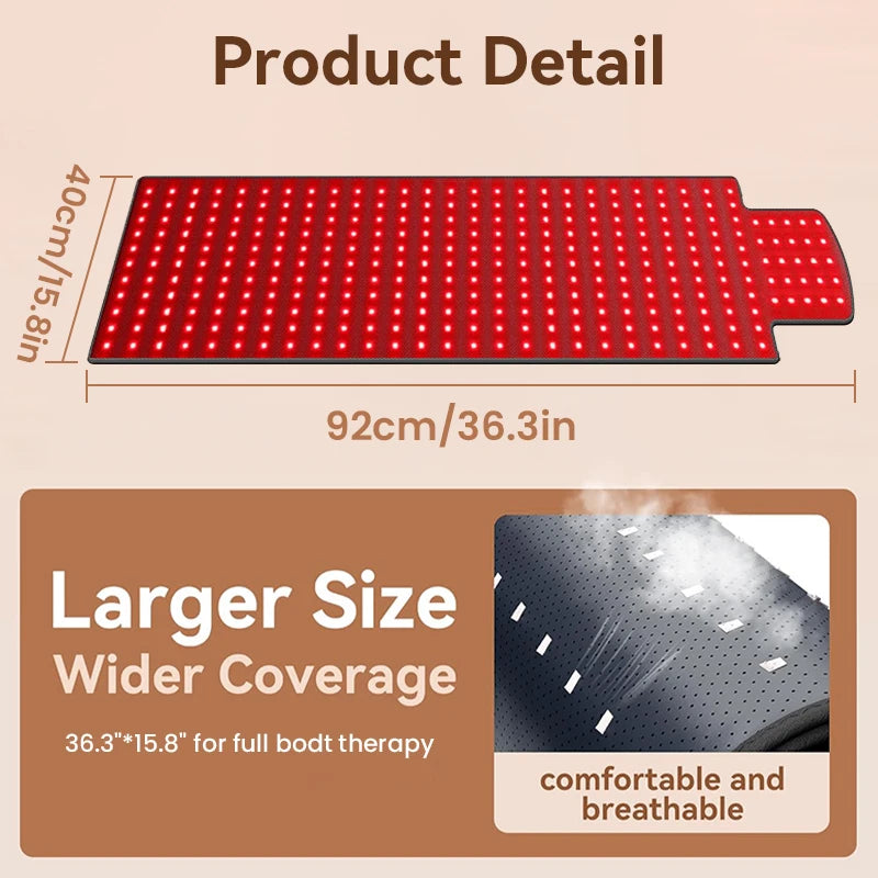 Red Light Therapy Mat | 660nm 850nm Infrared Light Therapy Pad for Pain Relief, Muscle Recovery & Skin Care