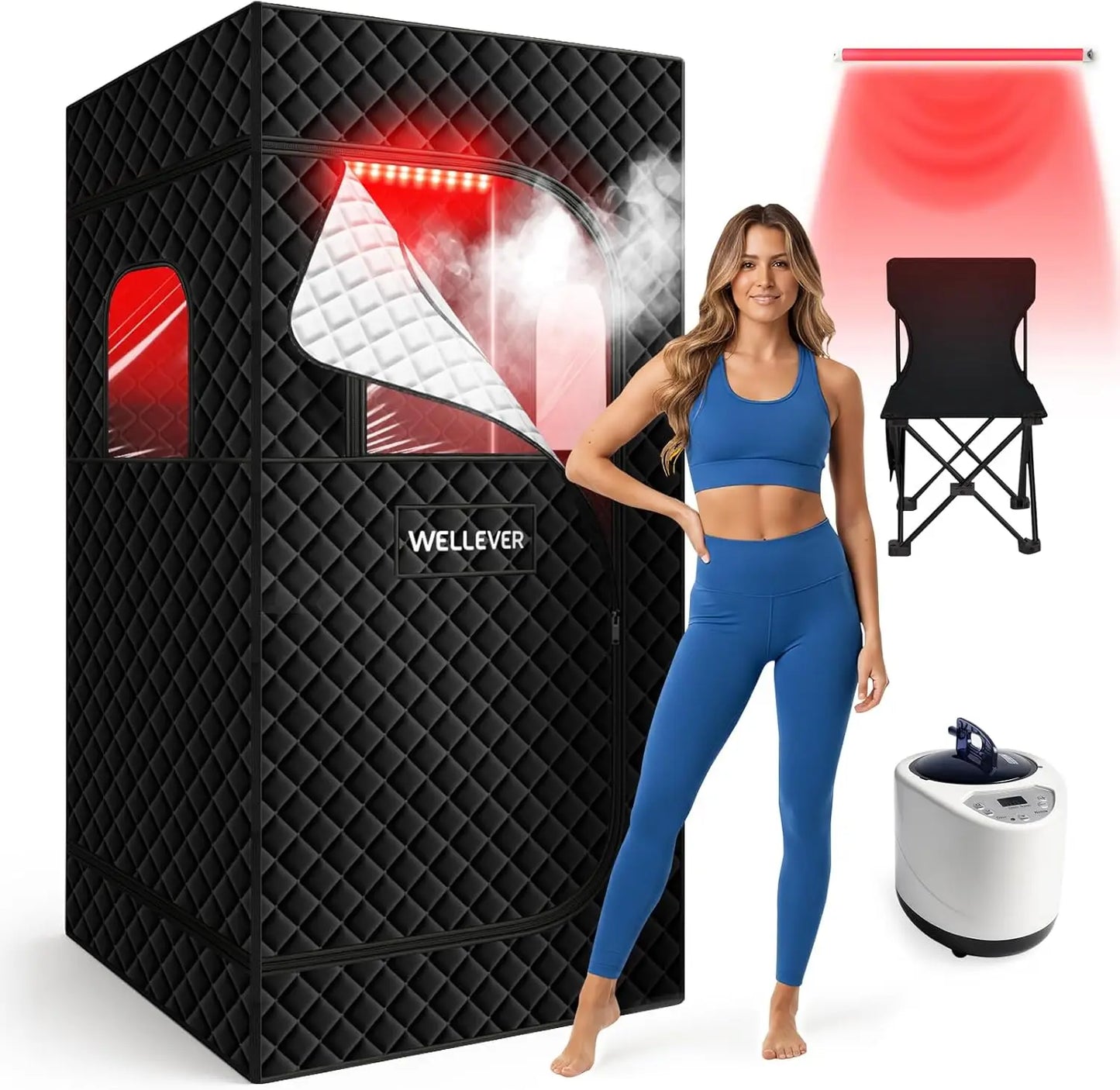 Portable Steam Sauna Tent | Infrared Home Sauna with 2.5L Steam Generator, Chair, 9 Heat Levels & 99-Min Timer