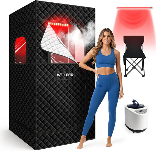 Portable Steam Sauna Tent | Infrared Home Sauna with 2.5L Steam Generator, Chair, 9 Heat Levels & 99-Min Timer
