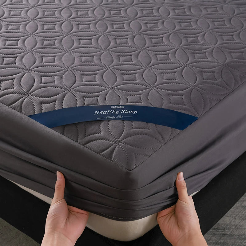 Waterproof Quilted Mattress Protector | 12-Inch Pocket Dark Gray