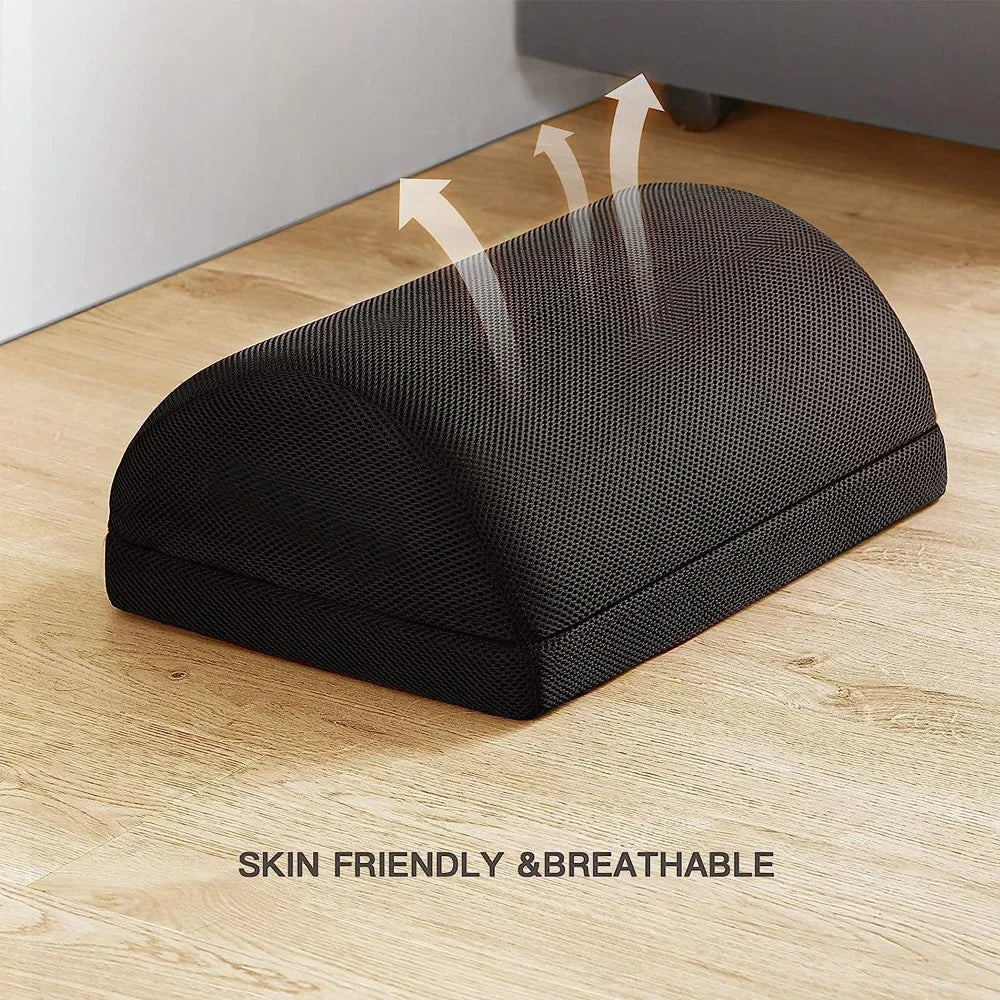 Memory Foam Foot Rest for Under Desk | 2 Adjustable Heights, Non-Slip Base & Removable Washable Cover