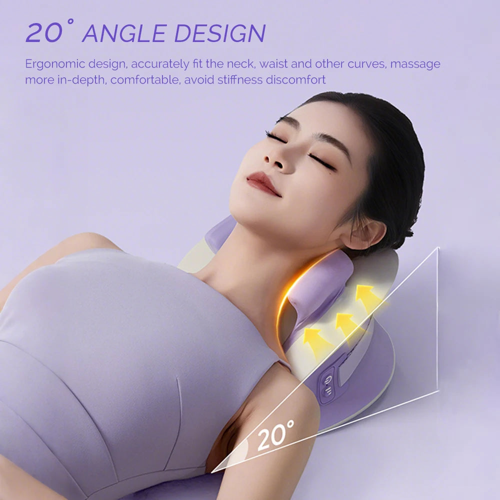 Wireless Neck and Shoulder Massage Pillow with Heat | 6D Kneading Heads, 2 Heat Levels & 2000mAh Rechargeable Battery