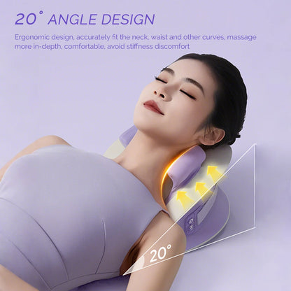 Wireless Neck and Shoulder Massage Pillow with Heat | 6D Kneading Heads, 2 Heat Levels & 2000mAh Rechargeable Battery