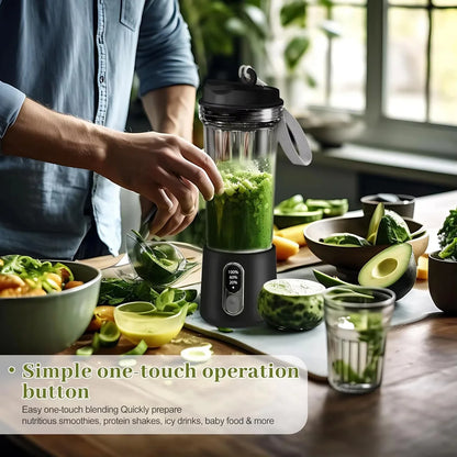 Portable Blender 180W | USB Rechargeable Smoothie Maker | 4000mAh Battery, 18,000 RPM, Travel Cup