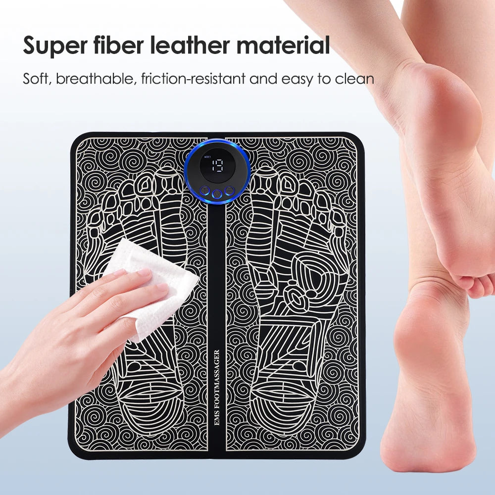 EMS Foot Massager Mat with Remote | USB-C Rechargeable Foot and Leg Stimulator with 8 Modes and 19 Intensity Levels