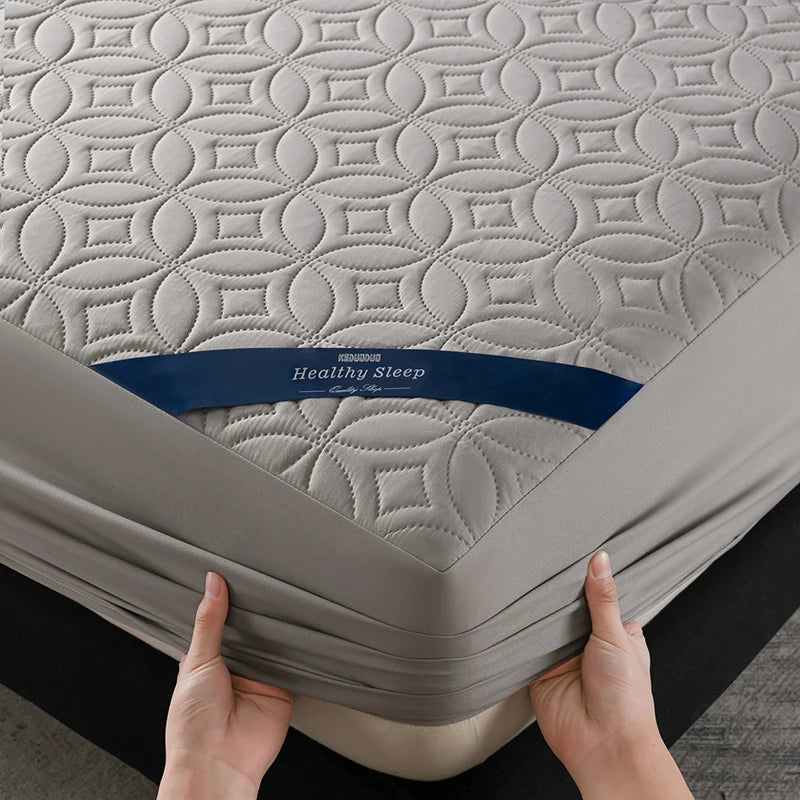 Waterproof Quilted Mattress Protector | 12-Inch Pocket Light Gray