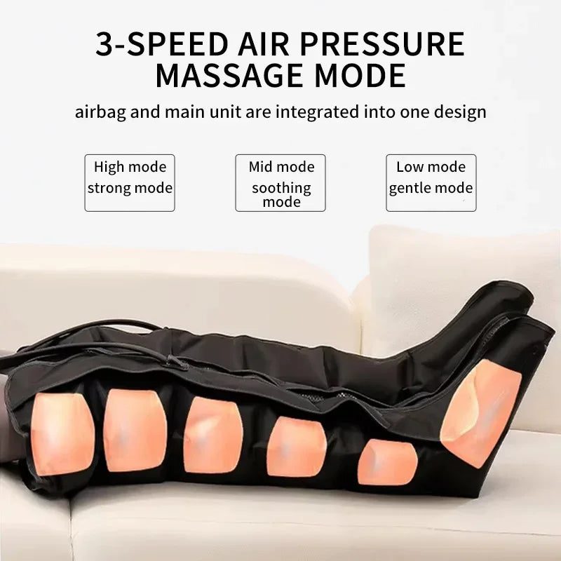 Air Compression Leg Massager Boots | 360° Foot and Calf Wraps with 3 Modes, 3 Intensities & Remote Control