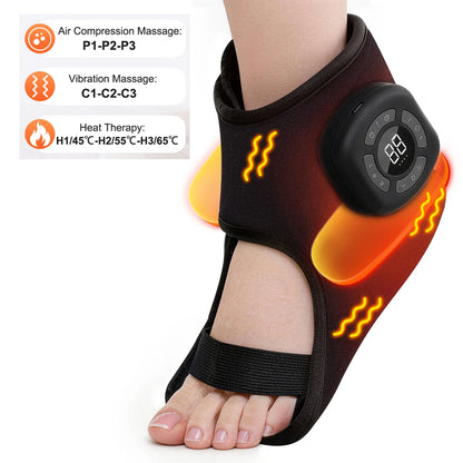 Ankle Massager with Air Compression and Heat | Rechargeable Foot and Ankle Wrap with 3 Modes, 5 Intensities & Optional Vibration Massage + Vibration