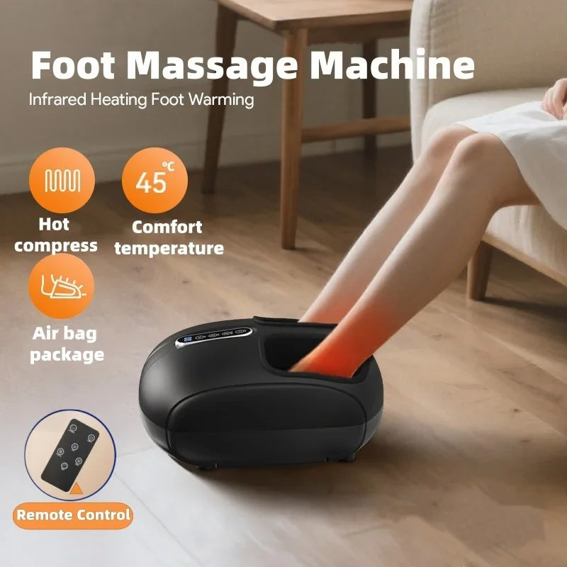 Foot Massager Machine with Heat and Air Compression | Deep Kneading Rollers, Adjustable Intensity, LCD Display & Remote
