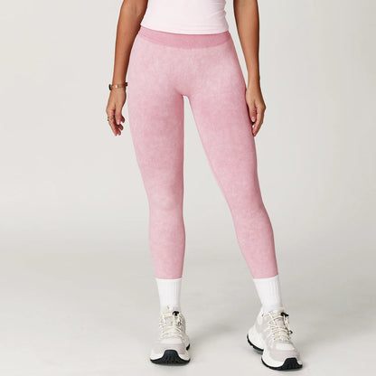Seamless Yoga Leggings for Women | High Waisted Ribbed Workout Leggings with Stretch Compression Fit Skin pink