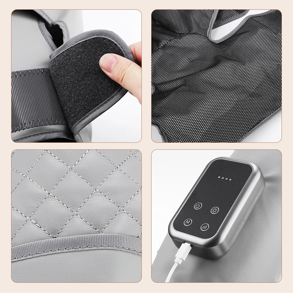 Calf and Knee Massager with Heat and Air Compression | Cordless Leg Wrap with 3 Heat Levels and Adjustable Pressure