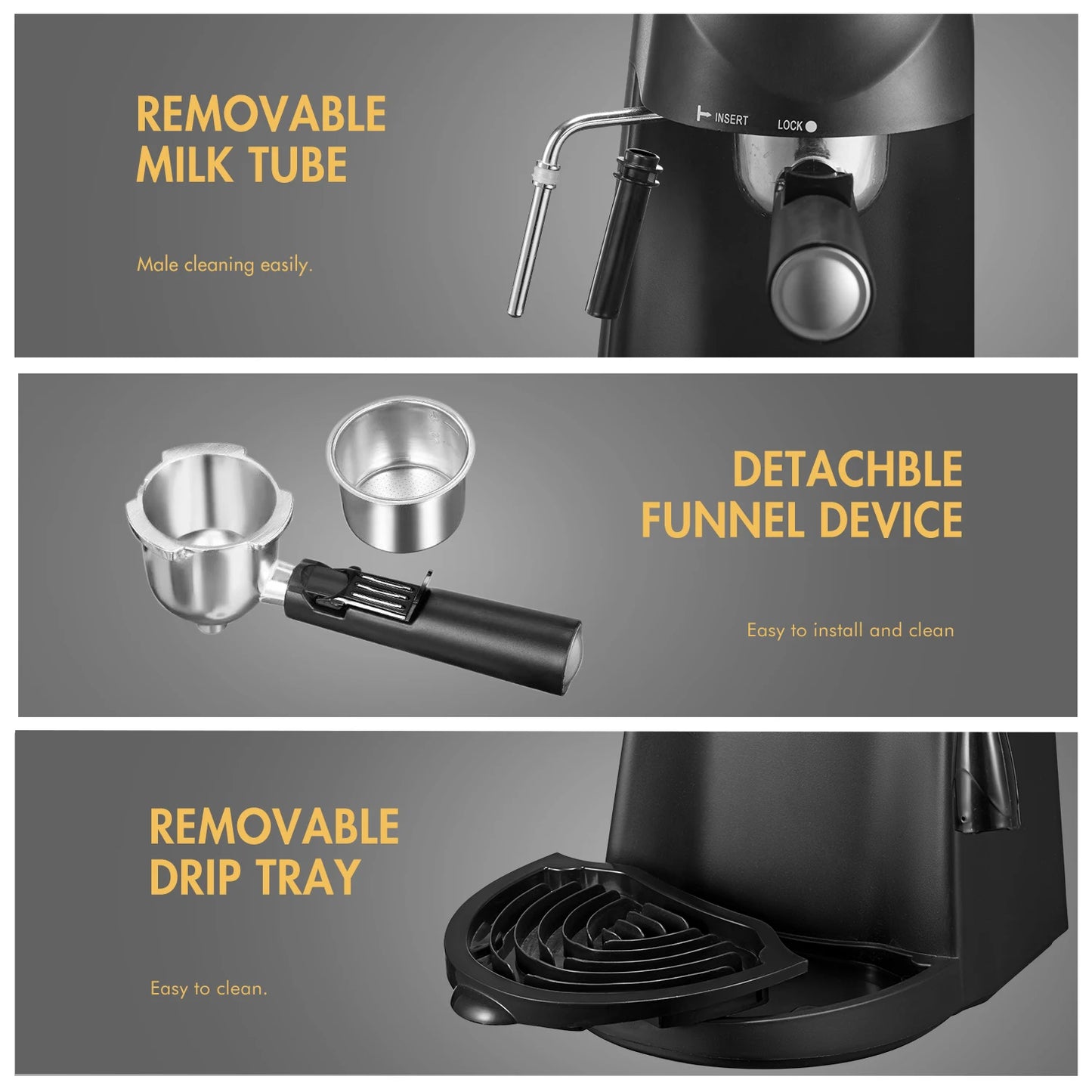 Steam Espresso Machine | 3.5 Bar Pressure, Milk Frother & 4-Cup Brewing