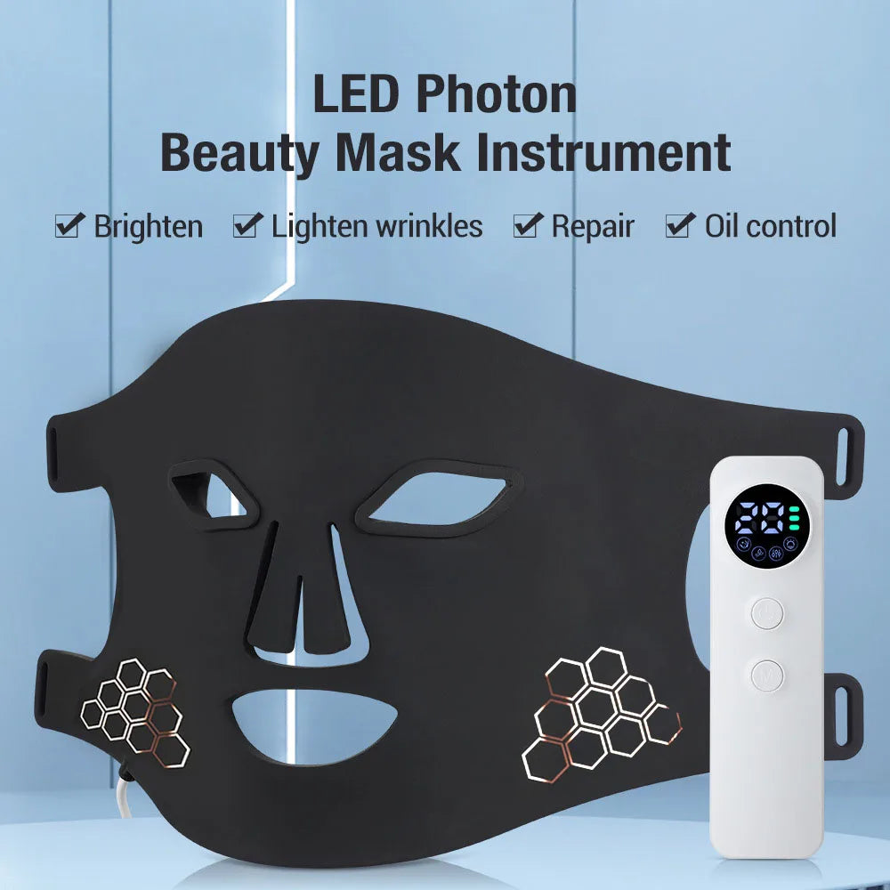 LED Face Mask with Red Blue and 850nm Near-Infrared Light | 72 LEDs, 3 Intensities, 4 Modes & 5–20 Minute Timer