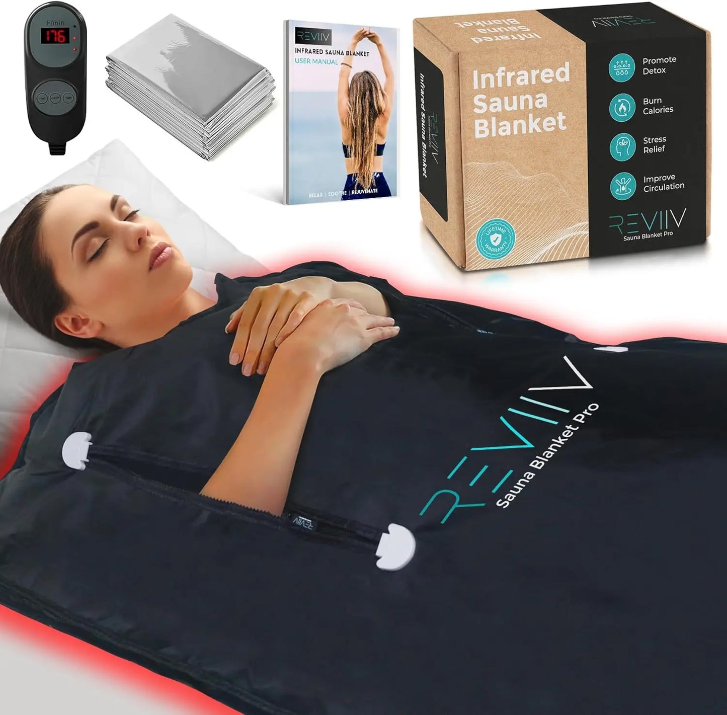 Infrared Sauna Blanket | Portable Far Infrared Sauna Blanket with 6 Heat Levels, Arm Zippers & Auto Shut-Off