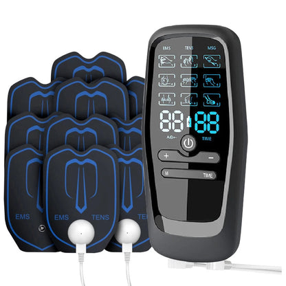 Rechargeable TENS & EMS Muscle Stimulator – 6 Modes, 19 Intensity Levels & 4 Reusable Electrode Pads