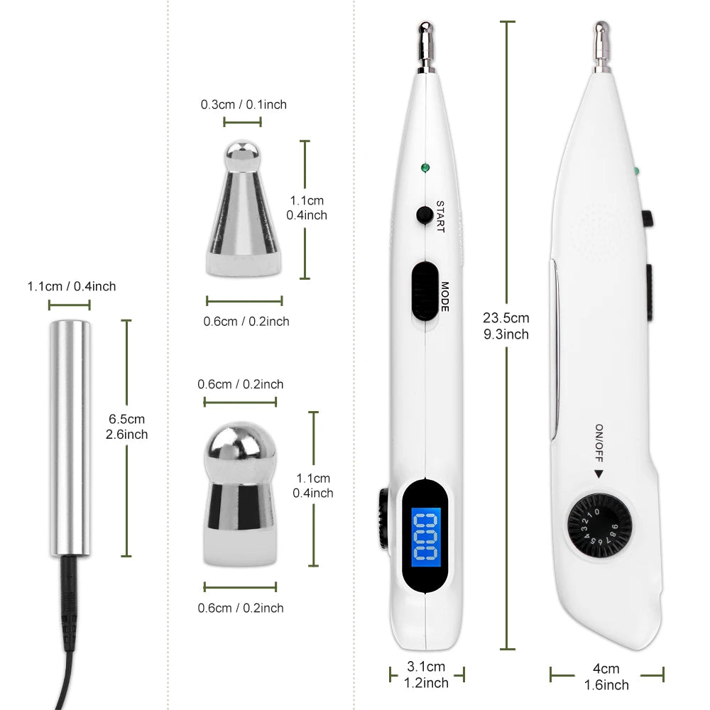 Electronic Acupuncture Pen with Auto Acupoint Detection | Needle-Free Pulse Stimulation, 9 Intensity Levels, 2 Probes & USB Rechargeable