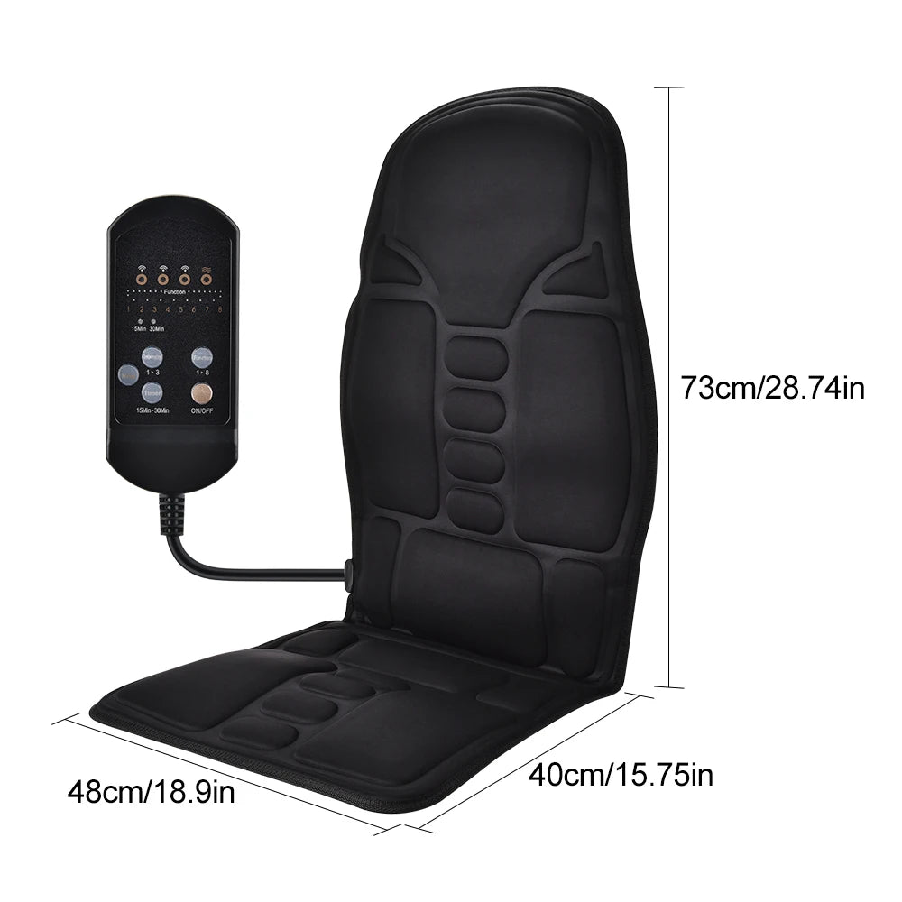 Full Body Vibration Massage Cushion with Heat | 7 Motors, 8 Modes, 3 Intensities & Home/Car Power Adapters