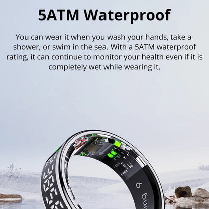 Smart Fitness Ring with OLED Display | Heart Rate, SpO₂, Sleep, Stress & Activity Tracking, 5ATM Waterproof and Wireless Charging