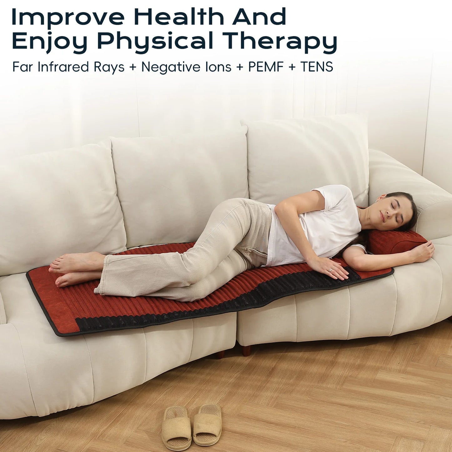 Full Body PEMF Infrared Heating Mat 26 x 59 in | Amethyst, Jade & Tourmaline Crystal Pad, 85–159°F, 3–64Hz