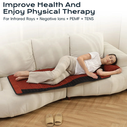Full Body PEMF Infrared Heating Mat 26 x 59 in | Amethyst, Jade & Tourmaline Crystal Pad, 85–159°F, 3–64Hz