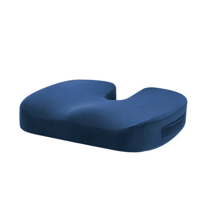Cooling Gel Memory Foam Seat Cushion | Coccyx Cutout Office Chair Pillow with Non-Slip Base & Breathable Cover Blue