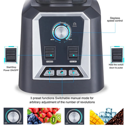 Professional Countertop Blender | 2200W Power, 3 Preset Programs & 2L BPA-Free Jar